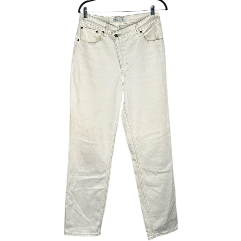 Abercrombie &‎ Fitch Cream The 90's Straight Ultra High Rise Jeans Size 30 New!
